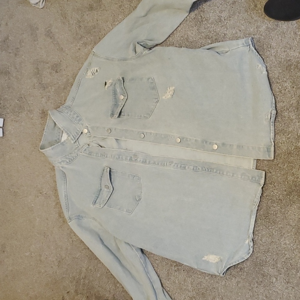 Grayish Denim Oversized Shacket